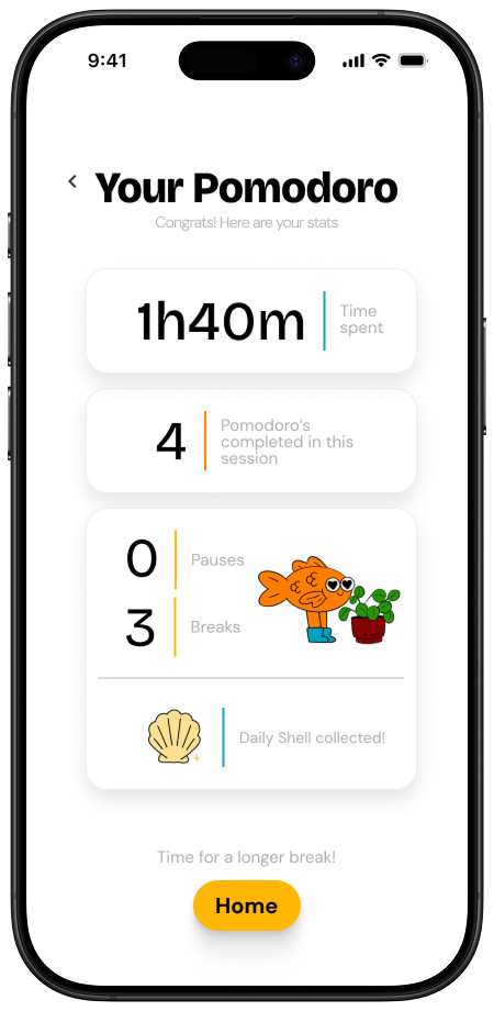 Pearl Pomodoro summary screen