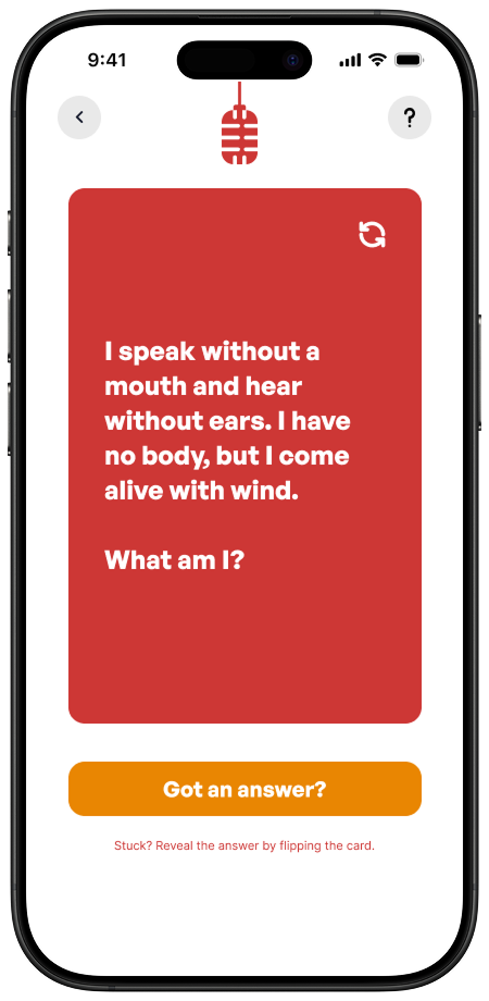 Brainteaser riddle screen