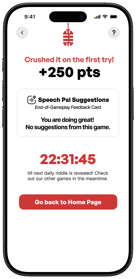 Brainteaser result screen