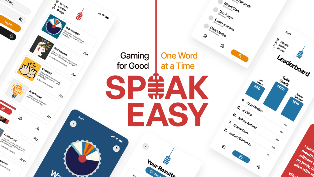 SpeakEasy app screens collage